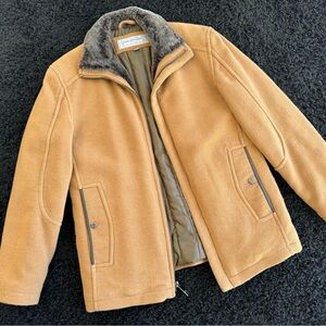 Andrew Marc Tan Jacket with Faux Fur Collar